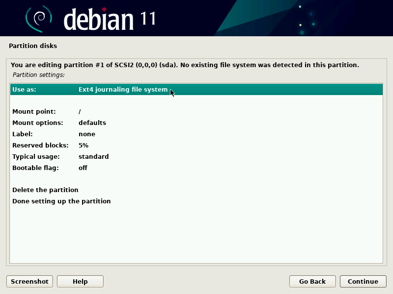 Editing/creating a partition